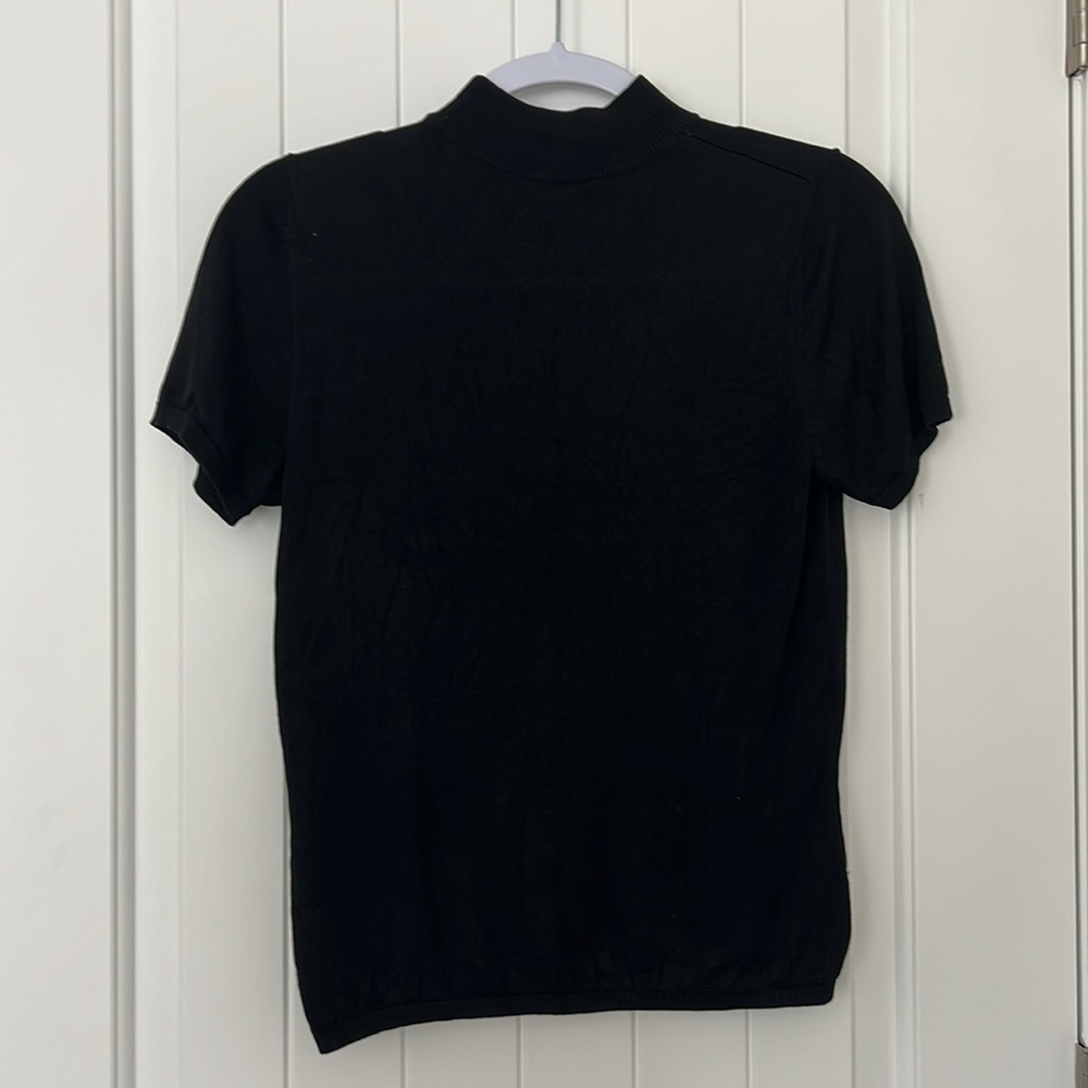August silk, size, small, black, short sleeve, high neck, 100% silk sweater - Picture 5 of 8